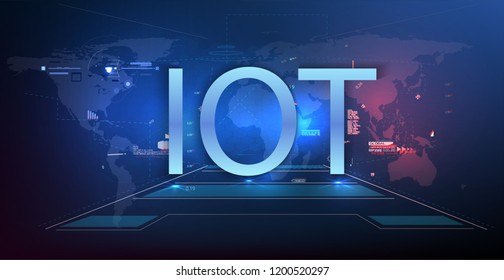 	
Internet of things (IOT), devices and connectivity concepts on a network, text  at center. digital circuit board above the planet Earth.