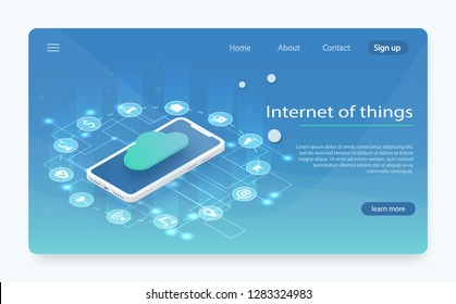 Internet of things (IOT), devices and connectivity concepts on a network, cloud at center. loud storage data and synchronization of devices. Cloud computing technology users network configuration