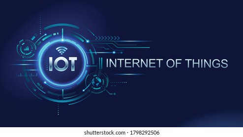 Internet of things (IOT) devices and connectivity concepts on a network. Spider web of network connections with on a futuristic blue background.