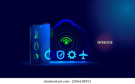 Internet der Dinge IOT ikonisch. Embedded-Sensoren, Software, Technologien verbinden Geräte-Systeme über das Internet. Vektorgrafik