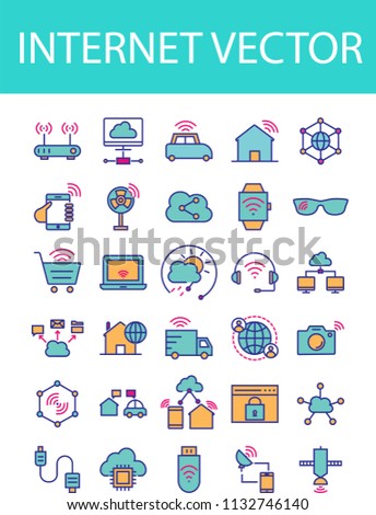 Internet of things or IOT Icons and vectors