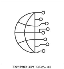 Internet of things, IoT, Industry 4.0, AI devices and connectivity concepts on a network. Digital circuit board the planet Earth. Editable Stroke. EPS 10
