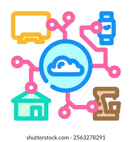 internet of things iot industry 5 color icon vector. internet of things iot industry 5 sign. isolated symbol illustration