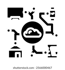 internet of things iot industry 5 glyph icon vector. internet of things iot industry 5 sign. isolated symbol illustration