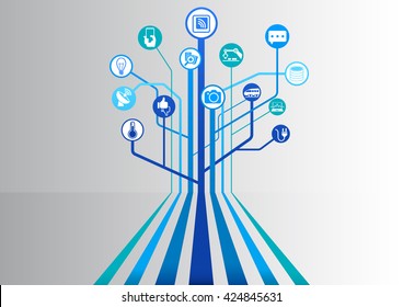 Internet das coisas (IOT) infográfico e fundo de tecnologia para dispositivos conectados