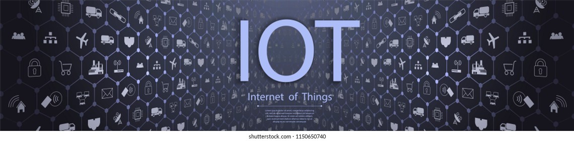 Internet of things (IoT) and networking concept for connected devices. Spider web of network connections with on a futuristic blue background