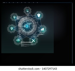 Internet of things (IoT) and networking concept for connected devices. Spider web of network connections with on a futuristic blue background