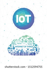 Internet of things IoT and networking concept for connected devices icon. Cloud shape.