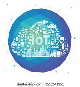 Internet of things IoT and networking concept for connected icon. Cloud shape.