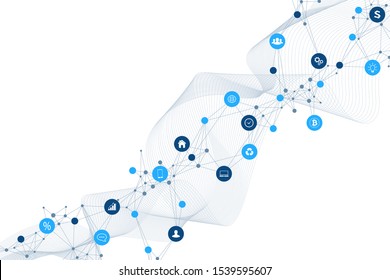 Internet of things IoT and networking concept for your design presentation. Futuristic network connection background for world trade. Internet of things business industry 4.0. Vector illustration