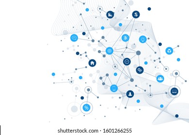 Internet of things IoT and networking concept for your design presentation. Futuristic network connection background for world trade. Internet of things business industry 4.0. Vector illustration