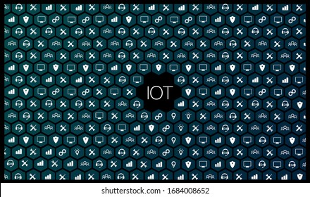 Internet der Dinge (IoT) und Netzwerk-Konzept für verbundene Geräte. digitale Schaltung über dem Planeten Erde.  Intelligentes drahtloses Kommunikationsnetz IOT ICT. Vektorillustration Illustration.