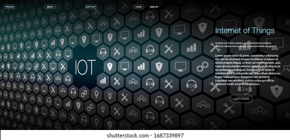 Internet of things (IoT) and networking concept for connected devices. digital circuit board above the planet Earth.  Smart city wireless communication network IOT ICT.  Vector Illustration.