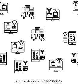 Internet Of Things IOT Seamless Pattern Vector Thin Line. Illustrations