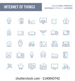 Internet of things (IoT)  - simple outline icon set. Editable strokes and Layered (each icon is on its own layer with proper name) to enhance your design workflow.