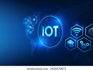 Internet of Things IoT technology lies in the technology circle. It provides real-time access to electronic devices as a system connected to the cloud and the internet. Vector technology illustration