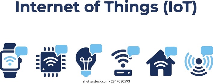 Internet of Things IoT vector icon set, editable flat line icons collection