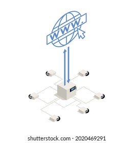 Internet der Dinge unter www isometrisches Konzept Symbol 3d Vektorgrafik