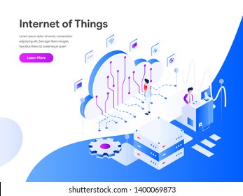 Internet of Things Isometric Illustration Concept. Modern flat design concept of web page design for website and mobile website.Vector illustration EPS 10