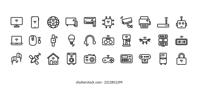 Internet of things line icon, 30 icon collection for app mobile and web