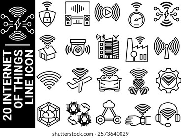 internet of things line icon, black and white