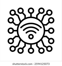 Internet Of Things Line Vector Illustration On White Background.