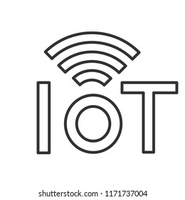 Internet of things linear icon. Thin line illustration. IoT signal. Artificial intelligence. Contour symbol. Vector isolated outline drawing. Editable stroke