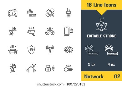 Internet of things, Network, Iot. Thin line icon - Outline flat vector illustration. Editable stroke pictogram. Premium quality graphics concept for web, logo, branding, ui, ux design, infographics