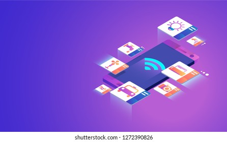 Internet of things on smartphone concept. vector