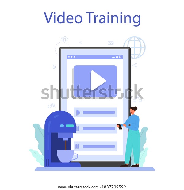 Internet of things online service or\
platform. Idea of cloud, technology and home. Modern global\
technology. Video training. Isolated flat vector\
illustration