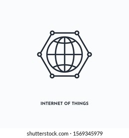 Internet of things outline icon. Simple linear element illustration. Isolated line Internet of things icon on white background. Thin stroke sign can be used for web, mobile and UI.