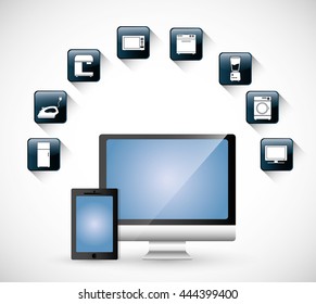 Internet of things represented by icon set of appliances. isolated and flat background