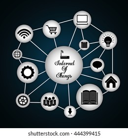 Internet of things represented by icon set of multimedia apps. Blue and flat background