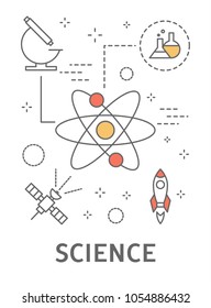 Internet of things in science industry. Line art.