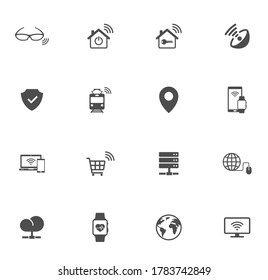 Internet de cosas iconos vectoriales de silueta aislados en fondo blanco. Iot conjunto de iconos para web, aplicaciones móviles y diseño ui. Ilustración vectorial del concepto de tecnología futura