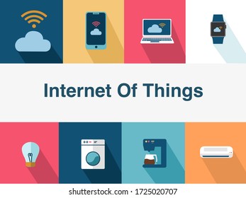 Internet of things and smart devices, flat style icon on color background