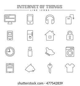 Internet of things and smart home, line icons set