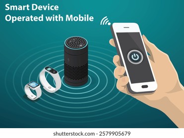 The Internet of things. The smart phone control the devices in the house. Smart home will obey the commands from your smartphone. Concept. vector