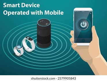 The Internet of things. The smart phone control the devices in the house. Smart home will obey the commands from your smartphone. Concept. vector