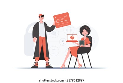 Internet of Things Team. IOT and automation concept. Good for presentations and websites. Vector illustration in trendy flat style.