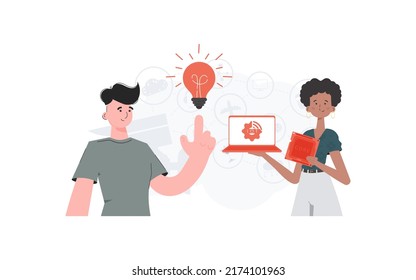 Internet der Dinge Team. IoT-Konzept. Gut für Websites und Präsentationen. Trendy flach Stil. Vektorgrafik.