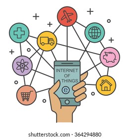 internet of things, technology concept, vector outline design