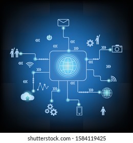 Internet of things user connect hardware blue tone 