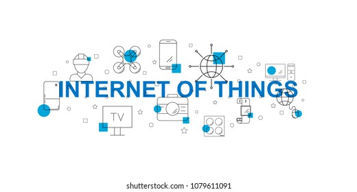 Internet Things Vector Banner Word Line Stock Vector (Royalty Free ...