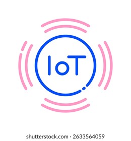 Internet of Things Vector for Connected Devices and Smart Systems. IoT network icon, tech automation concept, data-driven lifestyle