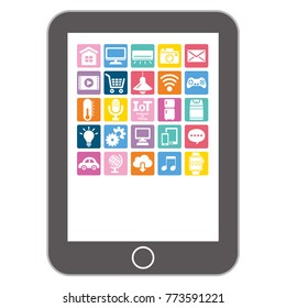Internet of Things vector icon in frame of tablet