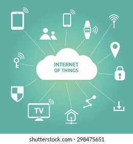Internet of things - vector icons with cloud.