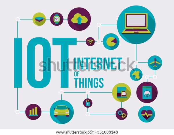 Internet Of Thingsのベクター画像イラスト グローバルネットワークiotを介した接続デバイスとアプリケーションの未来 のベクター画像 素材 ロイヤリティフリー