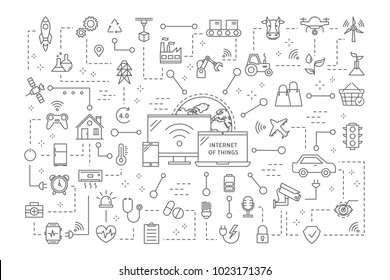 Internet of things. Wireless connection between devices.