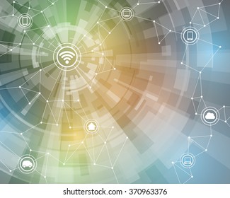 Internet of things, wireless sensor network, abstract image, vector illustration